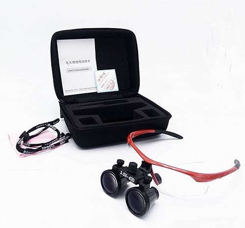 Miniatura 5 de NSKI Marco plástico de vidrio óptico de las lupas binocular DY-102 de 3.5X420m m con el antivaho rojo.