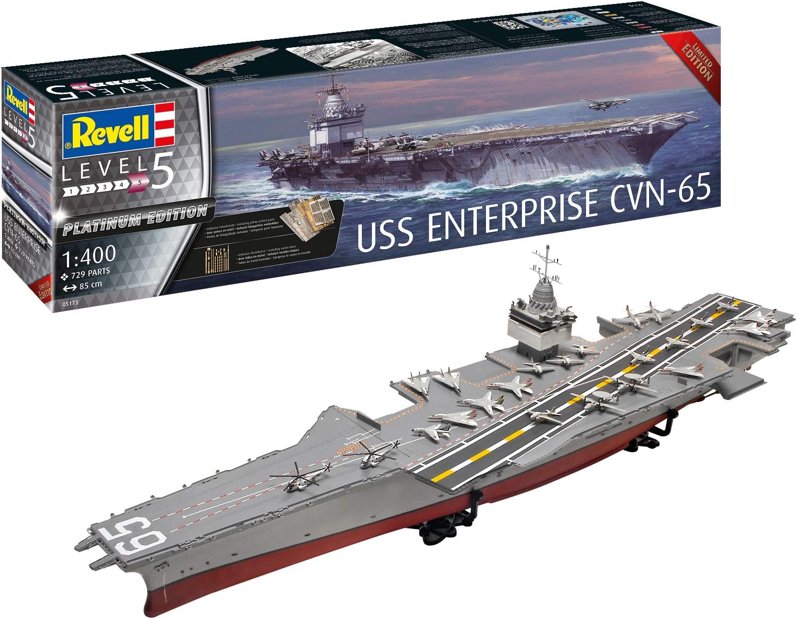 Revell RV05173 05173 USS Enterprise CVN-65 Platinum Edition 1:400 Scale Model kit, Unpainted