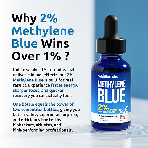 Miniatura 4 de Solución de grado farmacéutico de grado farmacéutico azul de metileno al 2% de grado USP, probada por terceros, sin formaldehído, fabricada en