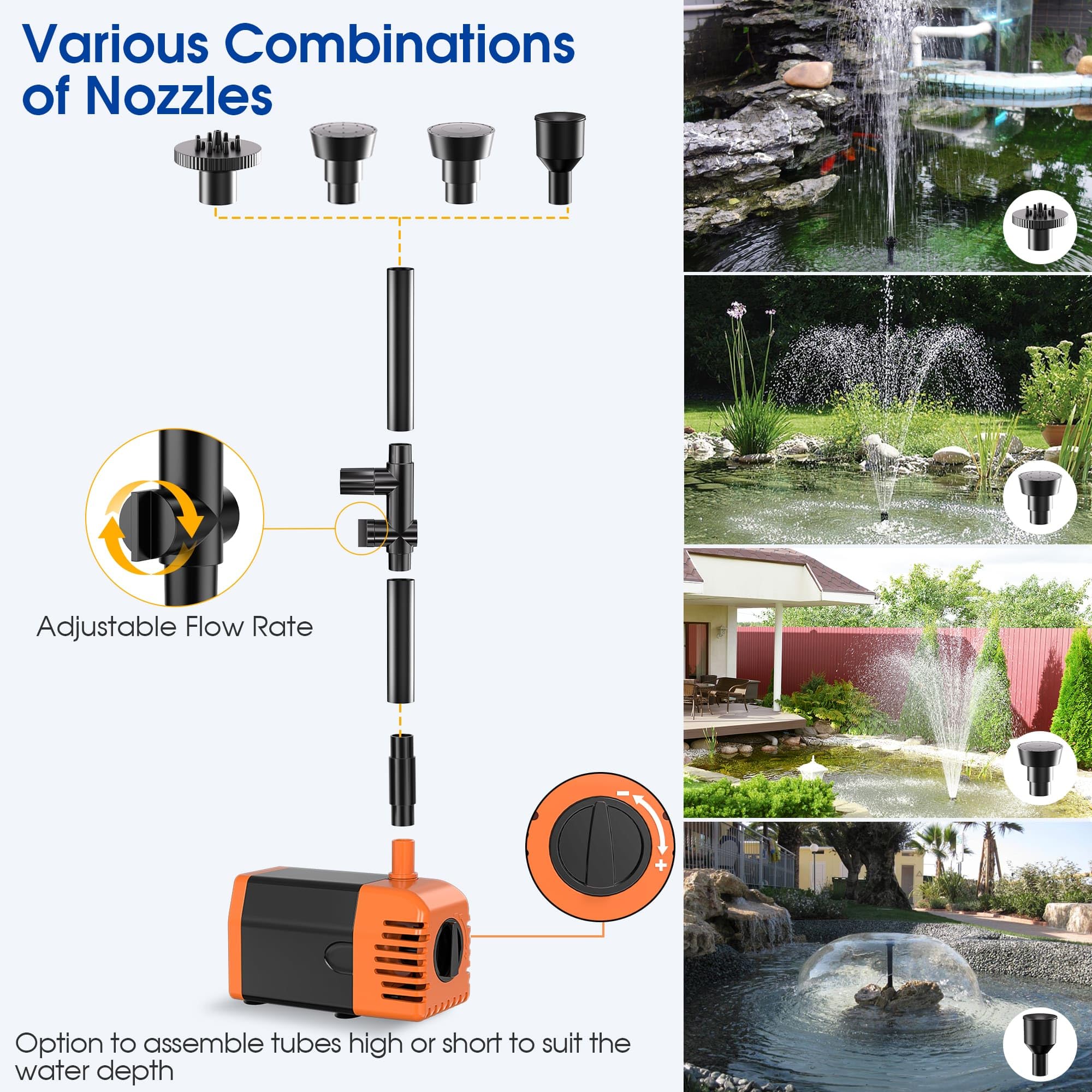 Biling Solar Pond Fountain 25W Solar Powered Water Pump for Outdoor Garden Small Pond with Adjustable Water Flow - Image 3