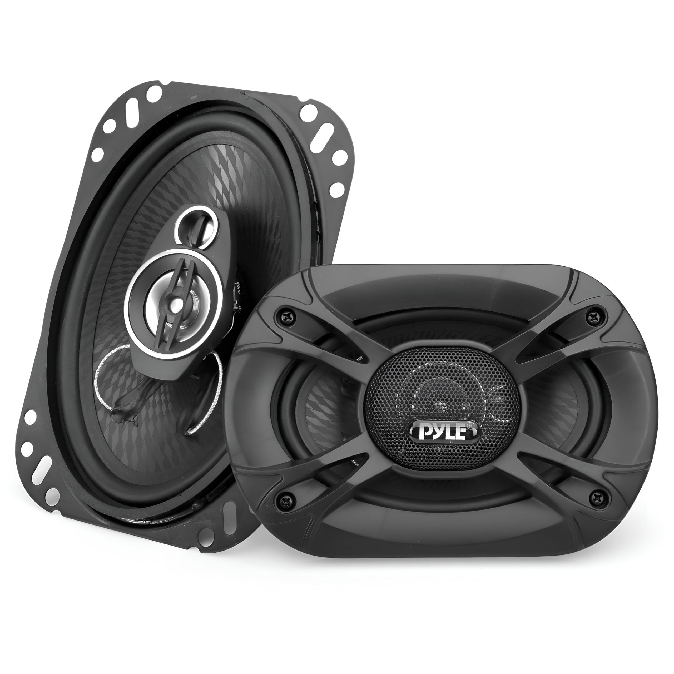 Pyle 3-Way Universal Car Stereo Speakers - 300W 4" x 6" Triaxial Loud Pro Audio Car Speaker Universal OEM Quick Replacement Component Speaker Vehicle Door/Side Panel Mount Compatible PL4163BK (Pair)