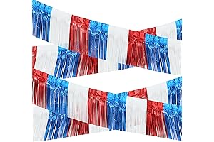 4-Pack 10-Foot Red White and Blue Fringe Garland for Patriotic Celebrations