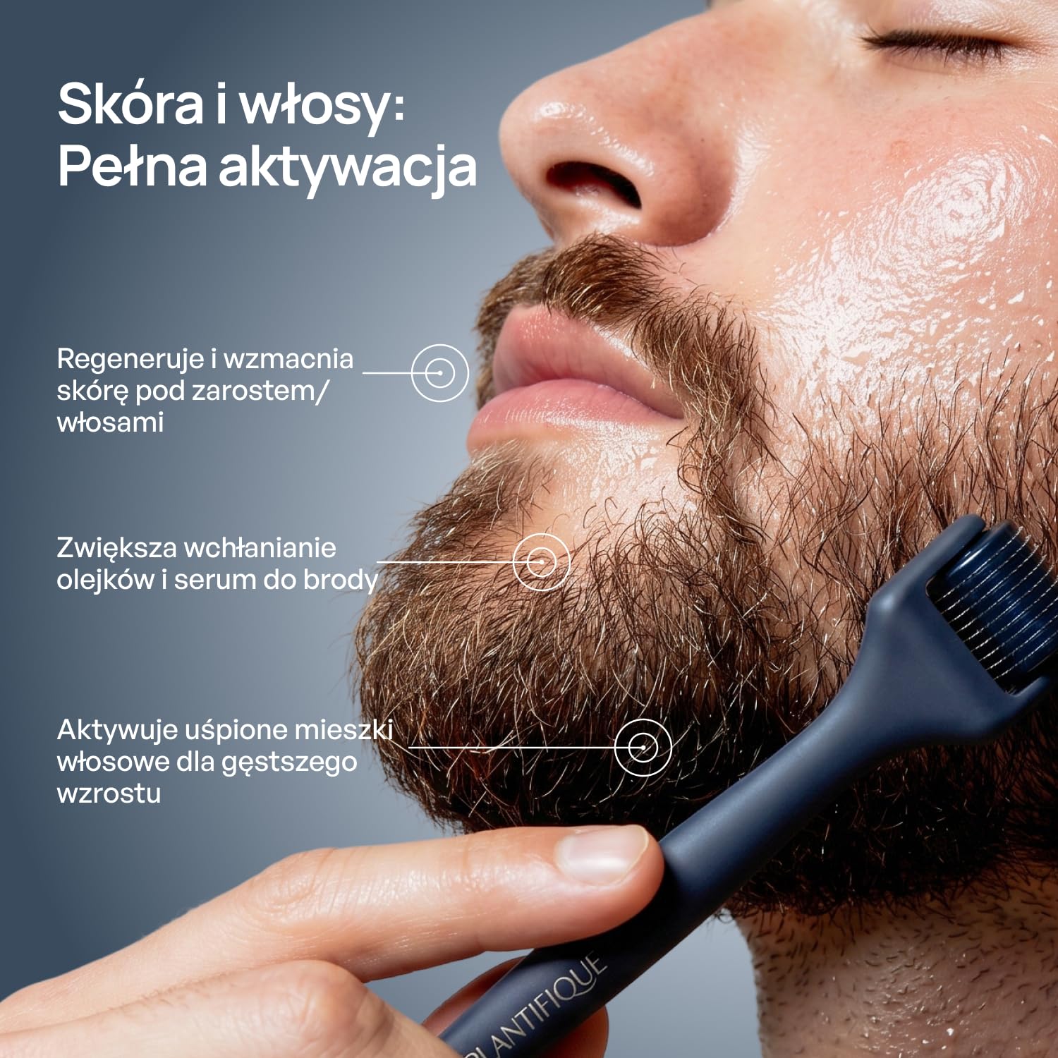 PLANTIFIQUE Dermaroller 0,25 mm – Roller Microneedling do Twarzy, Brody i Skóry Głowy – Tytanowy Wałek z 540 Igłami, Derma Roller – z Etui