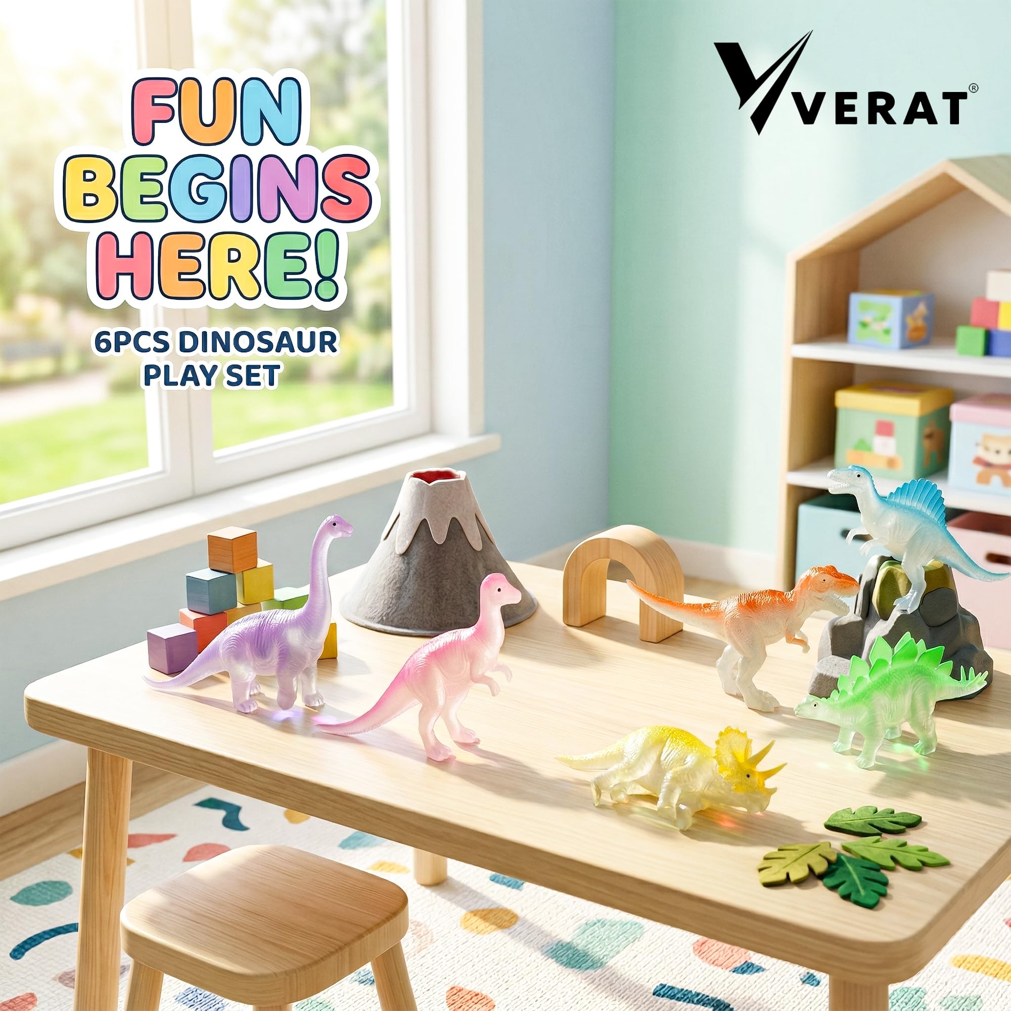Dinosaur Toys for Kids Set of 6 Dinosaur Glow in The Dark Dinosaur Toys for Kids – Luminous Jurassic Dino Figures Set, Soft & Safe Plastic, Educational Learning Toy, Birthday Gift for Boys & Girls 1