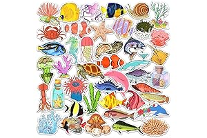 DETICKERS Ocean Decor Stickers | Sea Animals Assortment for Scrapbooking, Journaling, Kids Projects, and More