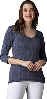 Wearslim® Women's Winter Warmer Thermal Vest 3/4 Sleeves Ultra Soft Scoop Neck Winter Inner Wear Top Johns Underwear