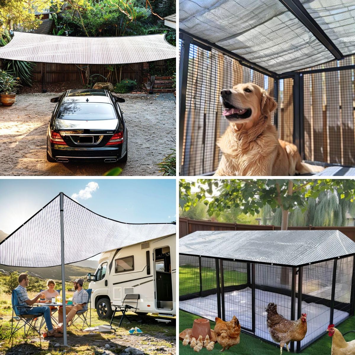 BeGrit - 75% alluminio riflettente parasole panno rete parasole ventilazione anteriore e posteriore copertura auto 3 x 20 piedi