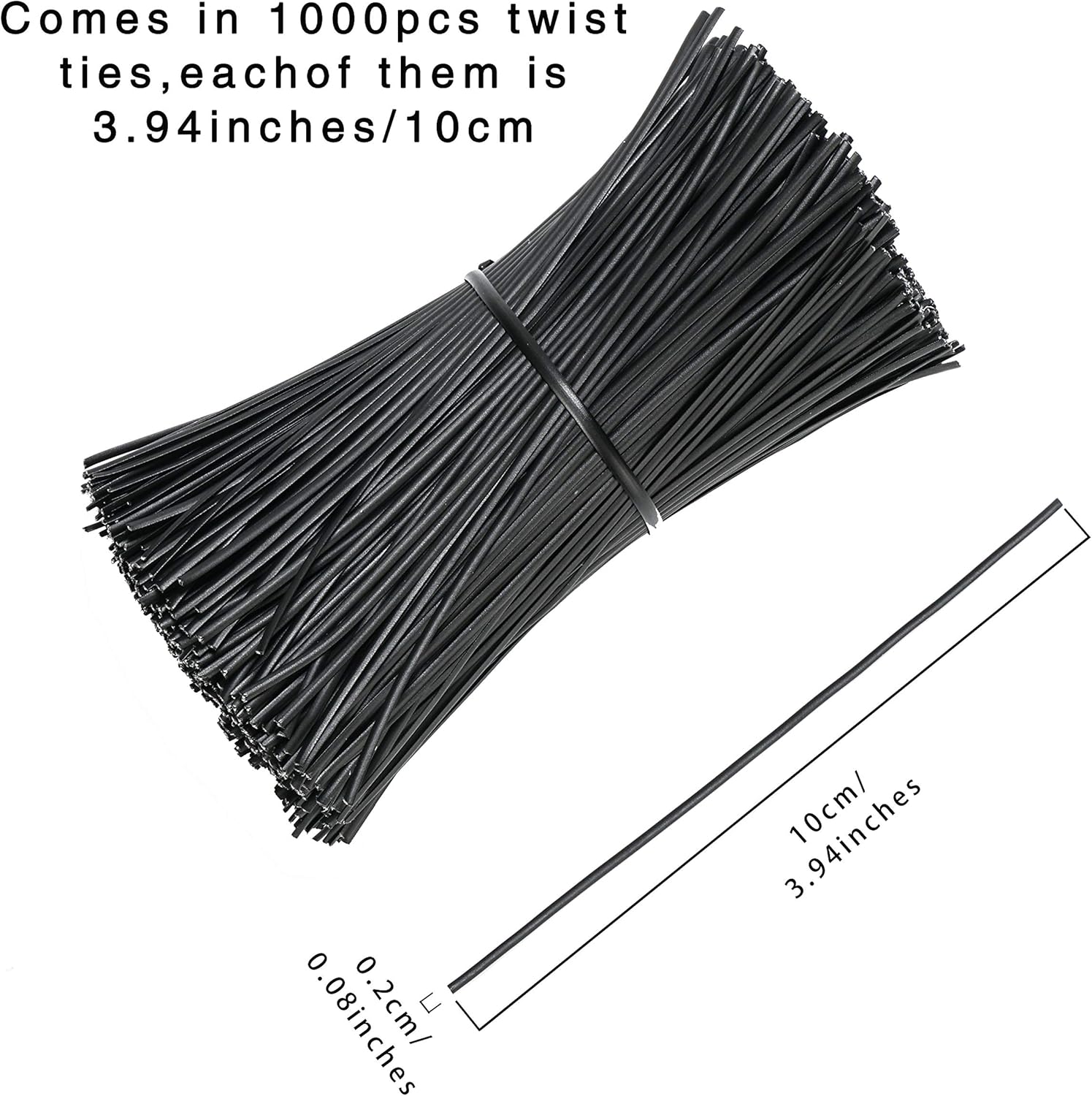SumDirect 1000Pcs 4 Inch Plastic Twist Ties Strips for Making Facial Face Mask Party Cello Candy Bags Cake Pops (Black) : Patio, Lawn & Garden