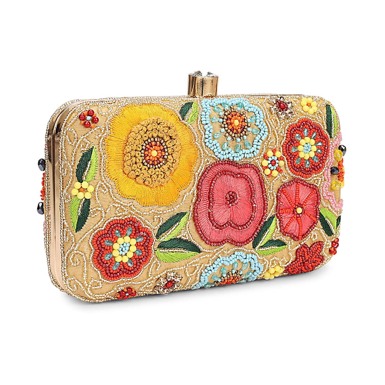 LONGING TO BUY Hand Crafted Designer Box Clutch - Zari Embroidery For Women