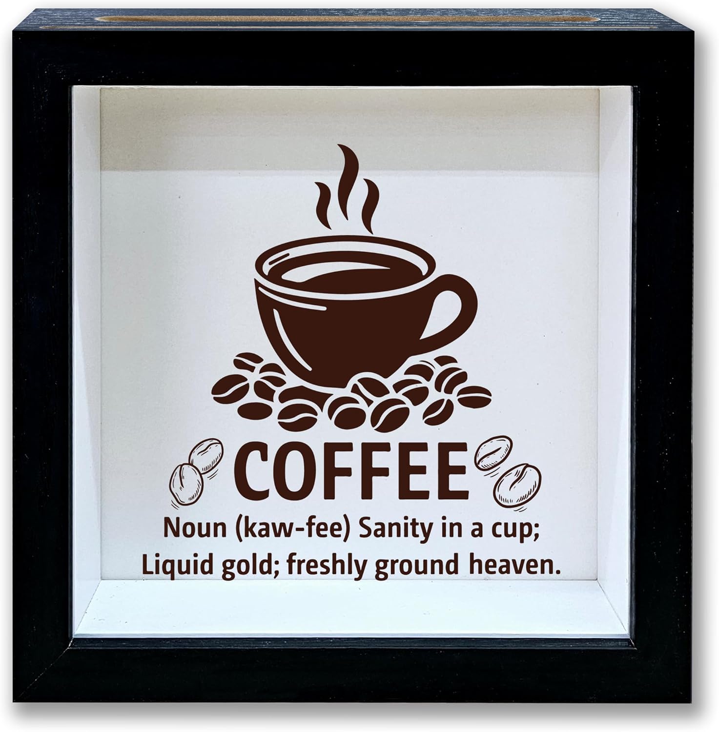 Coffee Lover Shadow Box Frame, Travel Keepsake Box with Slot, Coffee Definition Themed Travel Memory Box, Adventure Memory Box Gifts for Coffee Lover, Decorative Wooden Box for Coffee Station-17