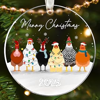 Chicken Ornament - Chicken Ornaments for Christmas Tree, Farm Kitchen Ornaments - Chickens Gifts for Women, Men, Lovers, Lady, Mom, Farmers - Gifts for Animals Lovers - Acrylic Ornament 2025