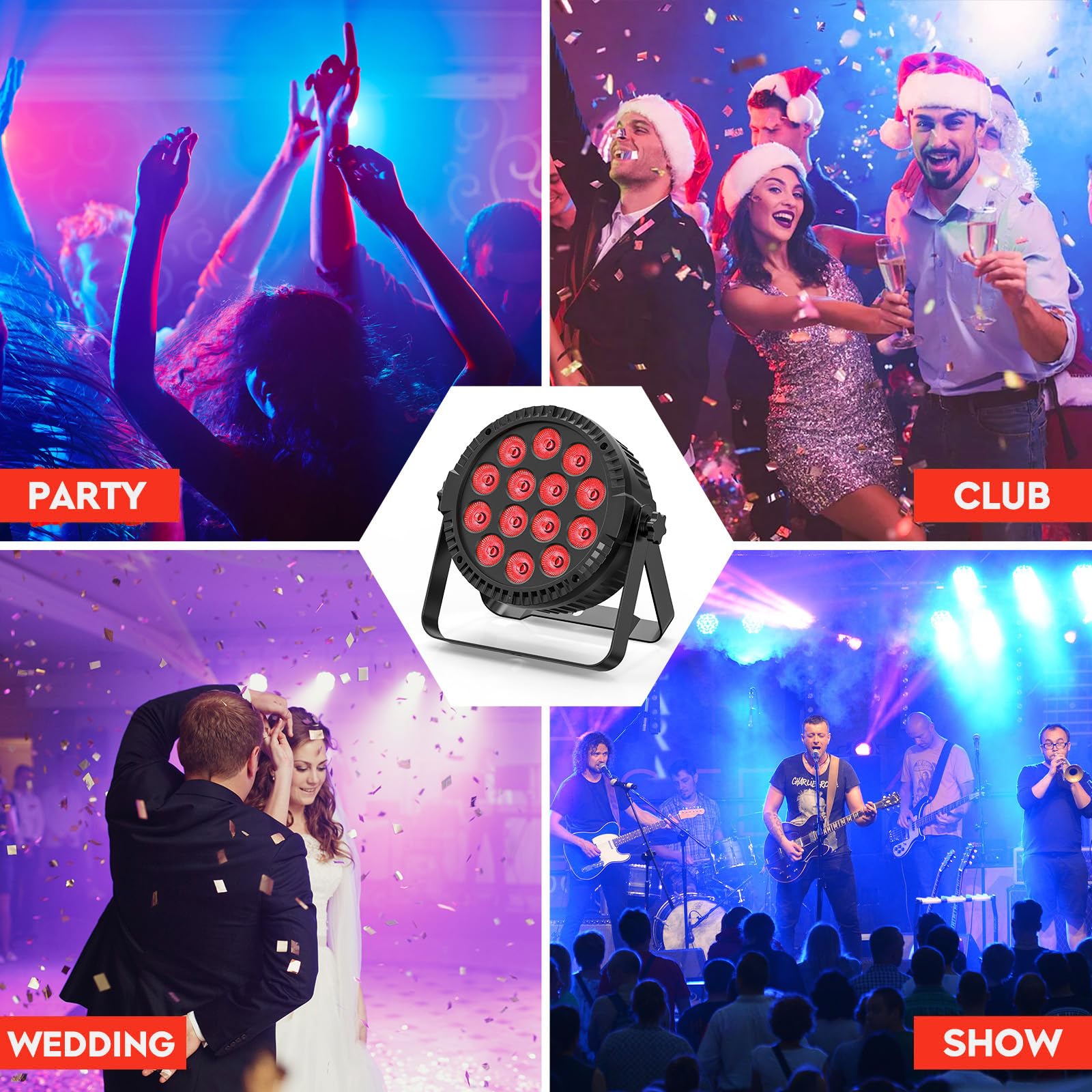 8PCS 84W Projecteur PAR LED RGBW Lumière avec télécommande, sac, console DMX et câble, éclairage de scène pour DJ, fêtes, mariages, festivals, clubs, Noël Halloween