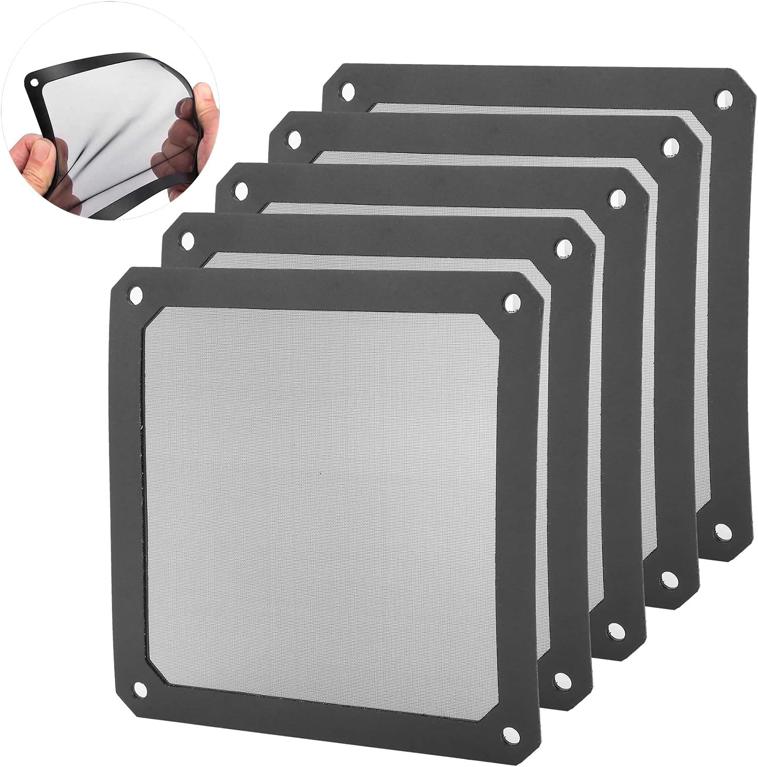 KASTWAVE PC Cooler Fan Filter, 120 x 120mm Dustproof PVC Magnetic Computer Mesh Frame Nylon Dust Filter Computer Case Cover (5 Pcs)