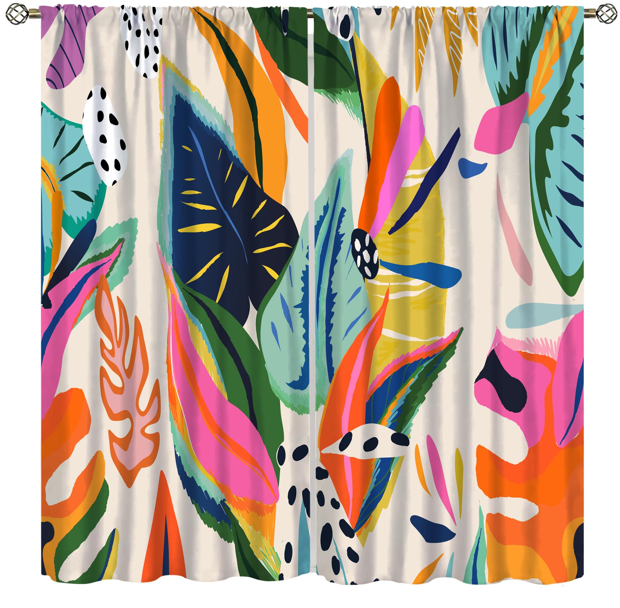 Rideaux de fenêtre à motif floral coloré 213x213 cm pour salon