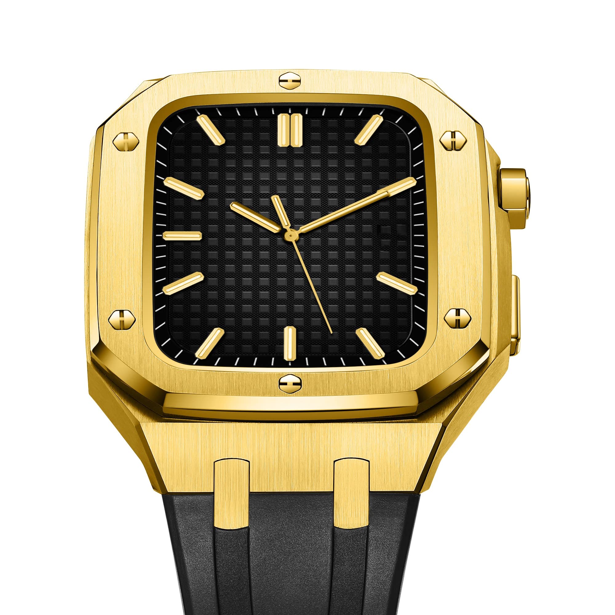 Switch Smart Watch Case per Band Mod Kit 45mm 44mm, cinturino in gomma (colore: Preto, dimensione: 44 mm per 6/5/4/SE)