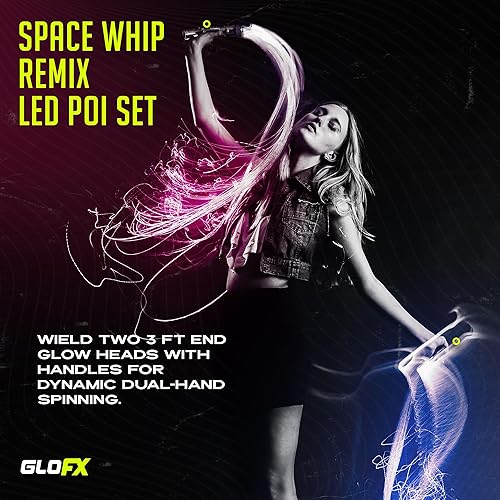 Miniatura 29 de GloFX Space Whip Remix Fibra óptica LED programable giratoria de 360° Accesorio rave para fiestas, espectáculos de luz, festivales de música