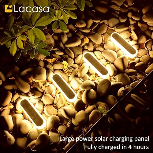 Miniatura 3 de Lacasa Luces solares de escalón, paquete de 4 luces solares para terraza, 2700 K, luz blanca cálida, 40 lúmenes, luces solares para vallas,