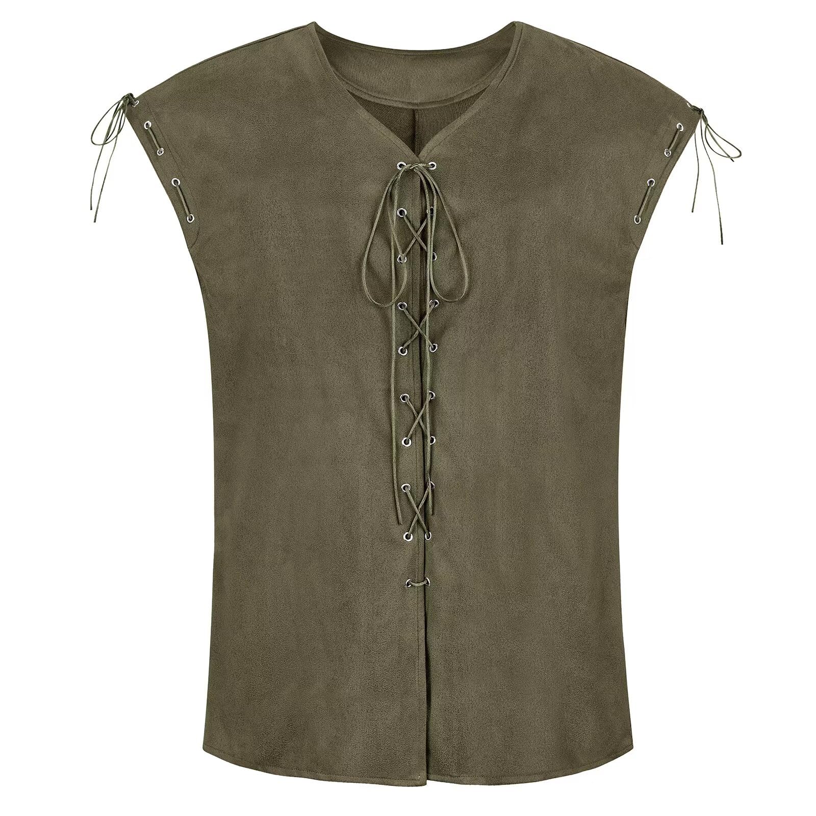 Renaissance Pirate Mens Costumes Steampunk Pirate Vest Viking Bodice Waistcoat Cosplay Brown S — image 1