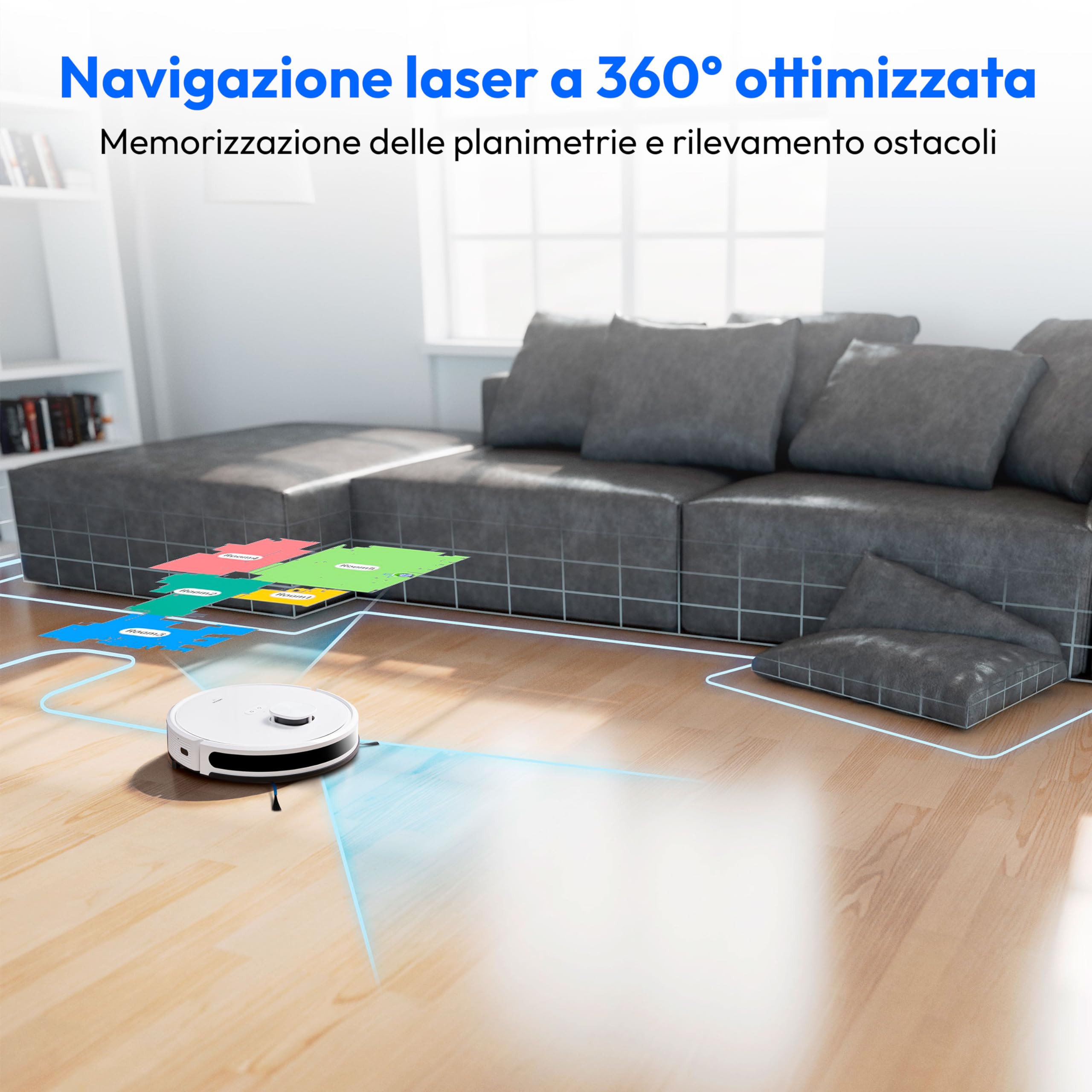 MEDION Robot Aspirapolvere X20 SW (MD111415), Robot aspirapolvere e lavapavimenti, Robot aspirapolvere lavapavimenti con mappatura laser, Aspirapolvere robot con svuotamento automatico