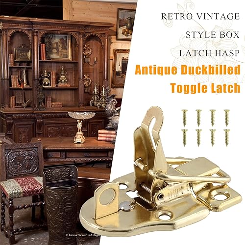 Miniatura 3 de Zorfeter 8 piezas de cierre de cerrojo de pico de pato estilo retro dorado pestillo de palanca con agujero para candado para caja de joyería,