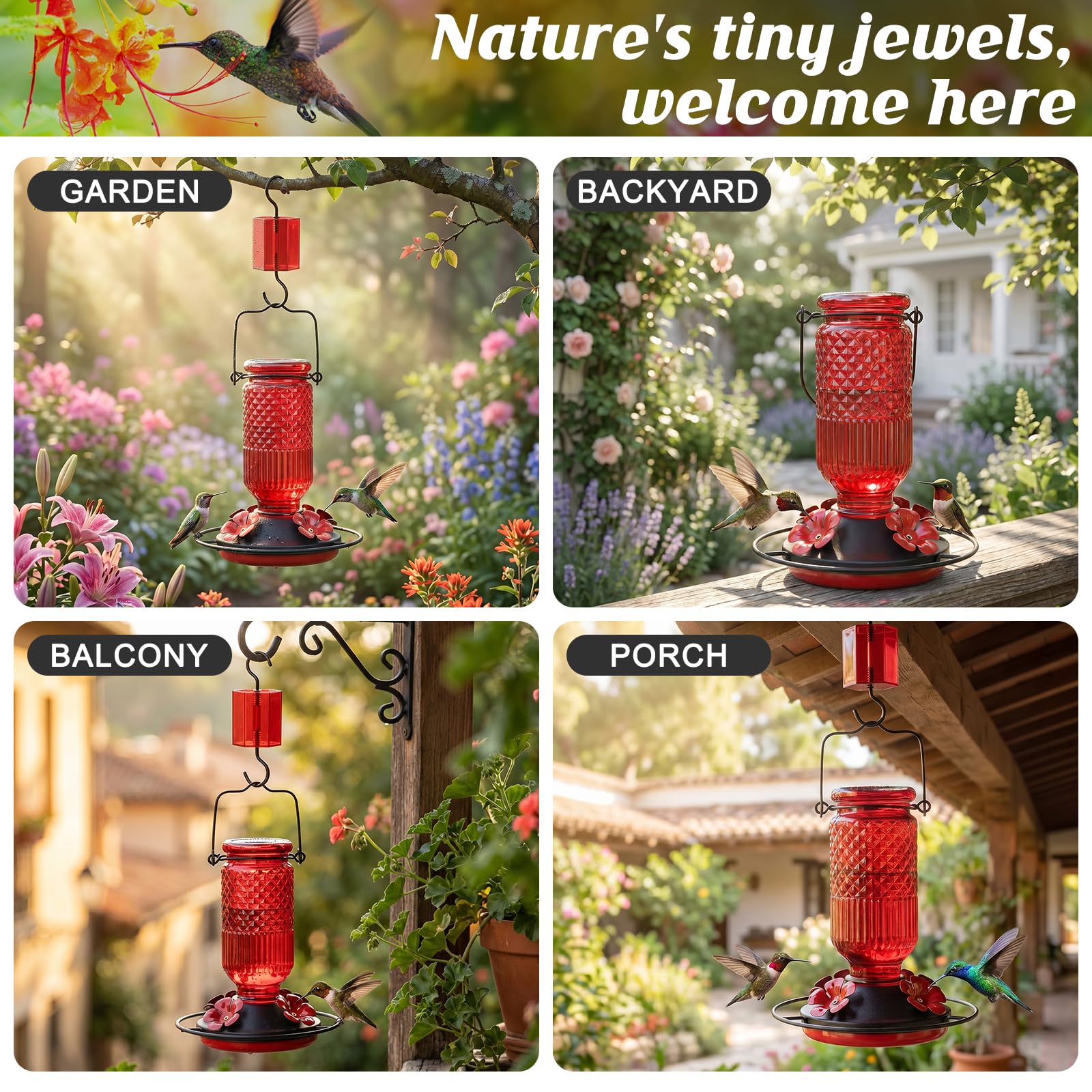 The 5 Best Hummingbird Feeders in 2026 2 FEEDGARDEN FEED GARDEN Glass Hummingbird Feeder for Outdoors Hanging, 16 oz Leak — product photo
