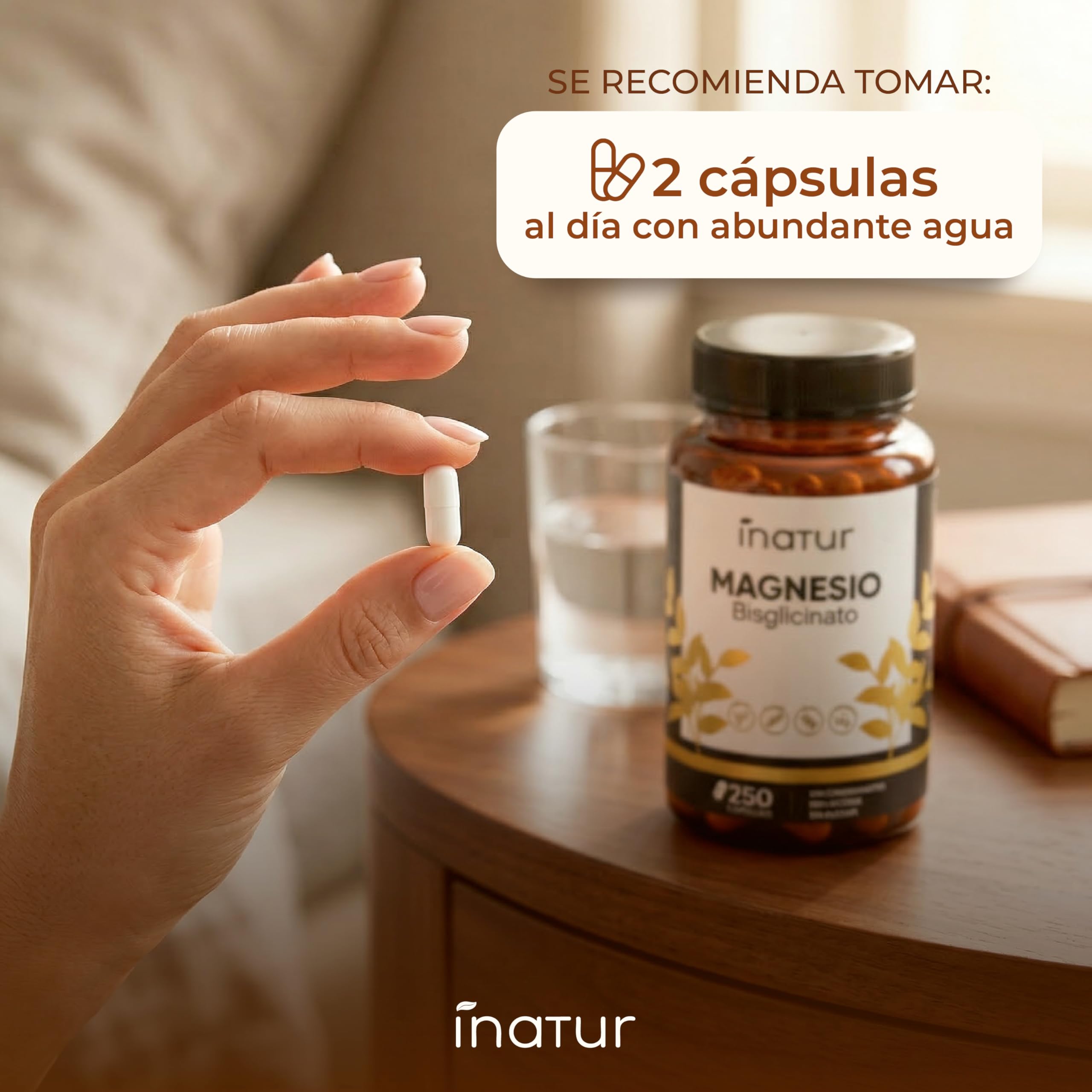 Bisglicinato de Magnesio – 360 mg de Magnesio Elemental por Dosis Diaria (250 Cápsulas) – Suministro para 4 Meses – Magnesio Quelado de Alta Absorción – Vegano, Sin Gluten y Suave para el Estómago