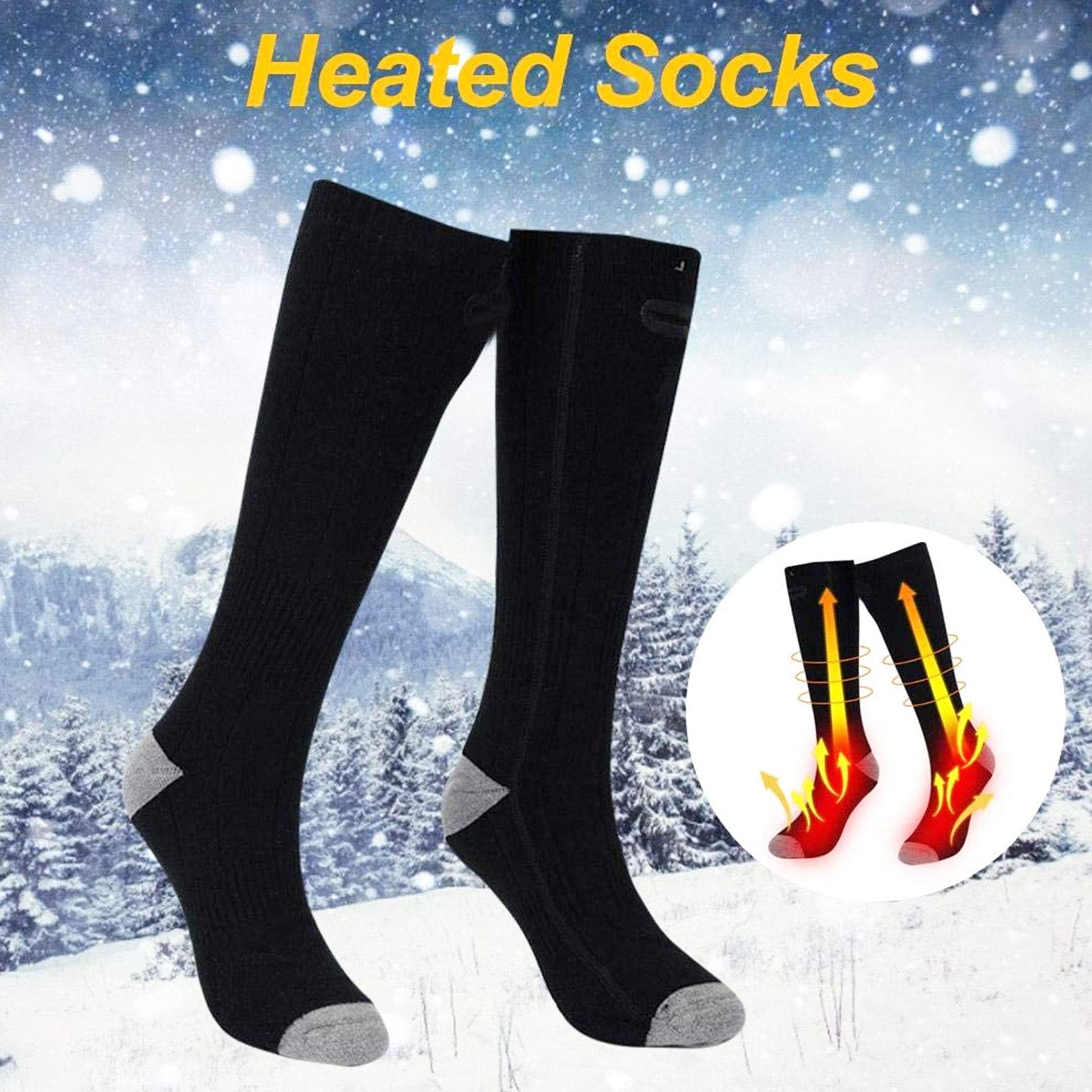 NANANA Calcetines Térmicos, Calcetines Calefactables, Eléctrico Calcetines Calientes Climatizada 3.7v para Hombres y Mujeres, Ideal para Esquí Senderismo Pesca Cámping,Gris,2600 mAh