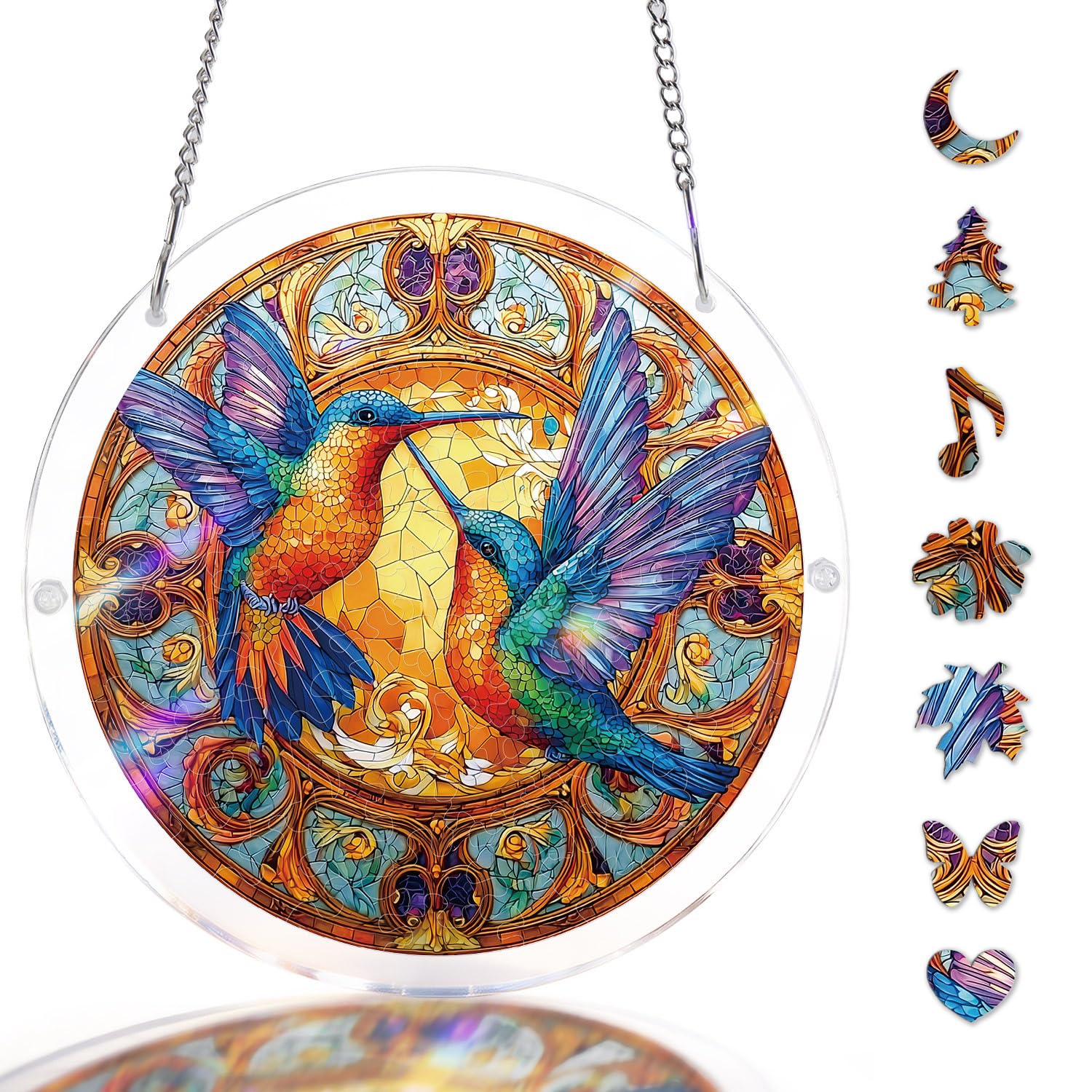 Acrylic Suncatcher Puzzle-Twin Wings of Radiance, Hanging Suncatcher Ornament 8.2 In, DIY Suncatcher Kits for Adults, Sun Catcher for Window Garden, Garden Decor Gift for Mom, Women, Men, Friends — image 1