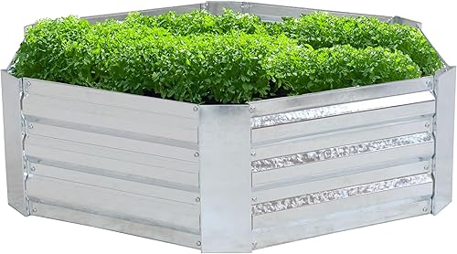 Miniatura 147 de Sunnydaze Cama de jardín de metal elevada de 11.75 pulgadas de alto, cama de jardín elevada galvanizada para exteriores para verduras y flores