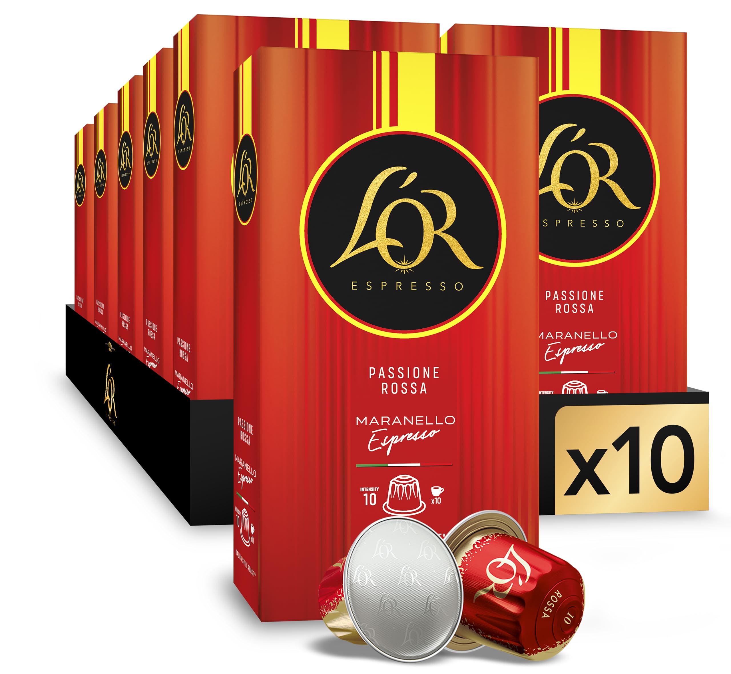 L'OR Filiżanki do kawy Espresso Maranello (100 kapsułek do kawy Espresso