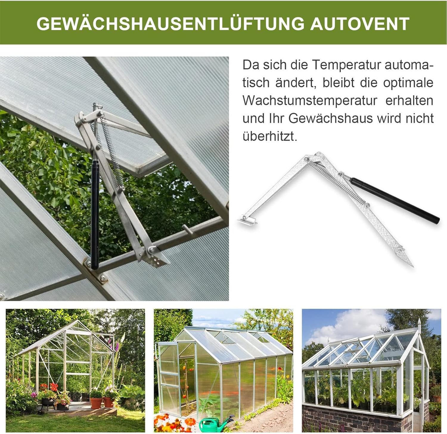 Automatic Window Opener for Greenhouse,Rust Resistant Heavy Duty | Vent Opener for Small Greenhouses,for Gardeners Enthusiasts Home Garden Seedling Room