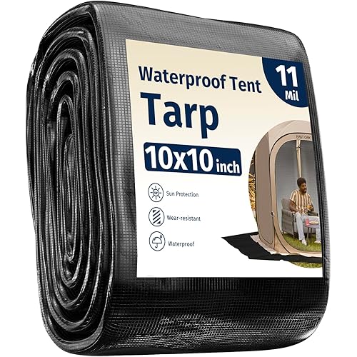East Oak Waterproof Tarps for Outdoors as Tent Floor Mat for East Oak Screen House & Pop-Up Tent 10 x 10 FT, 11 Mils Thick, Multipurpose Protective Tarps, Tarp Waterproof, Sun Protection, 132" x 151"