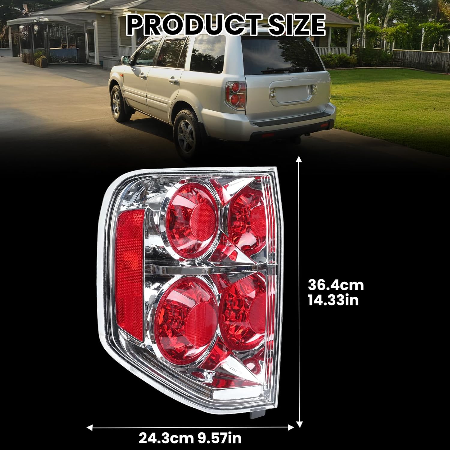 Tail Light Lens Compatible with Honda Pilot 2006 2007 2008 Replace 33551-S9V-A11 HO2800162 Left Driver Side