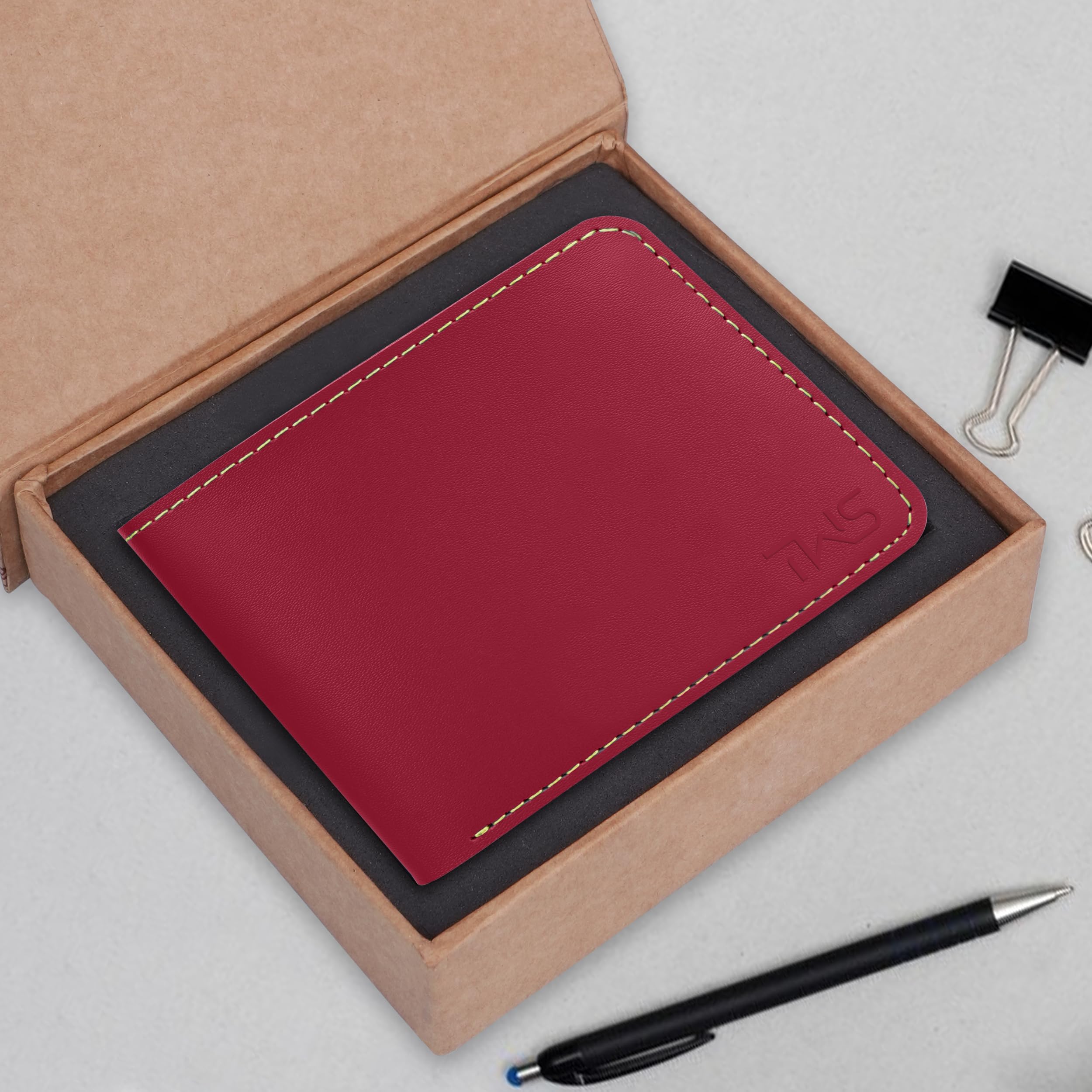 The Wallet Store Vegan Leather Wallet For Men - Red