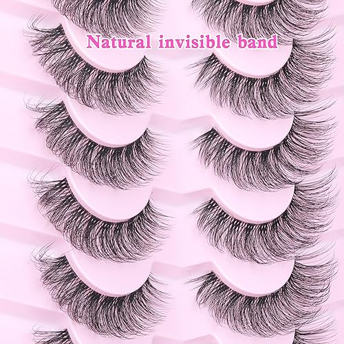 Miniatura 4 de Geeneiya - Pestañas de banda transparente de 0.59 pulgadas, aspecto natural, pestañas postizas 3D, cortas, esponjosas, paquete de 7 pares