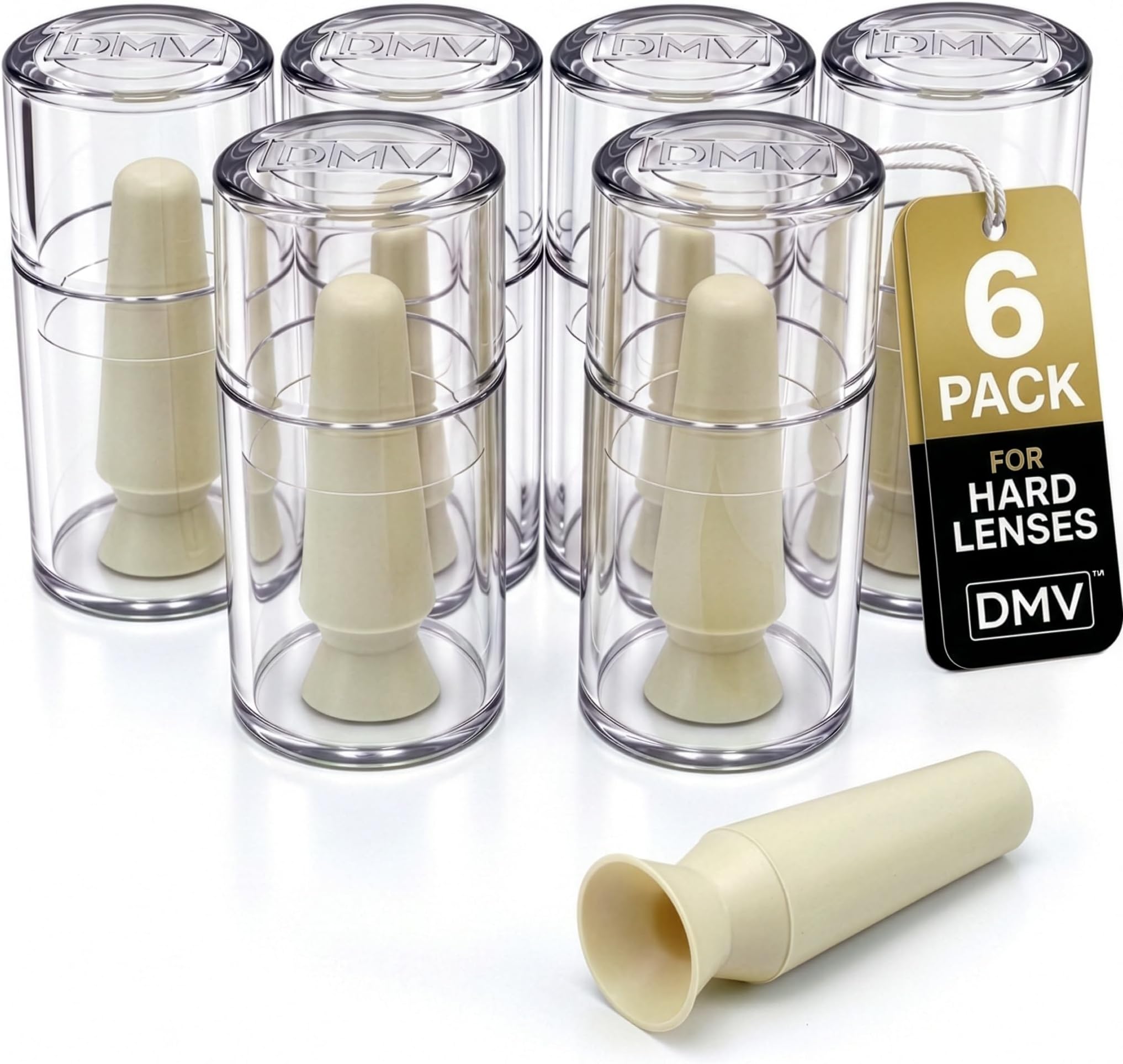DMV Scleral Cup Lens Inserter Pack of 6, Ventless Contacts Inserter Tool for Scleral Lenses, Hard Contact Lenses, and Prosthetic Eyes, Applies Contacts Safely, Comfortably & Hygienically