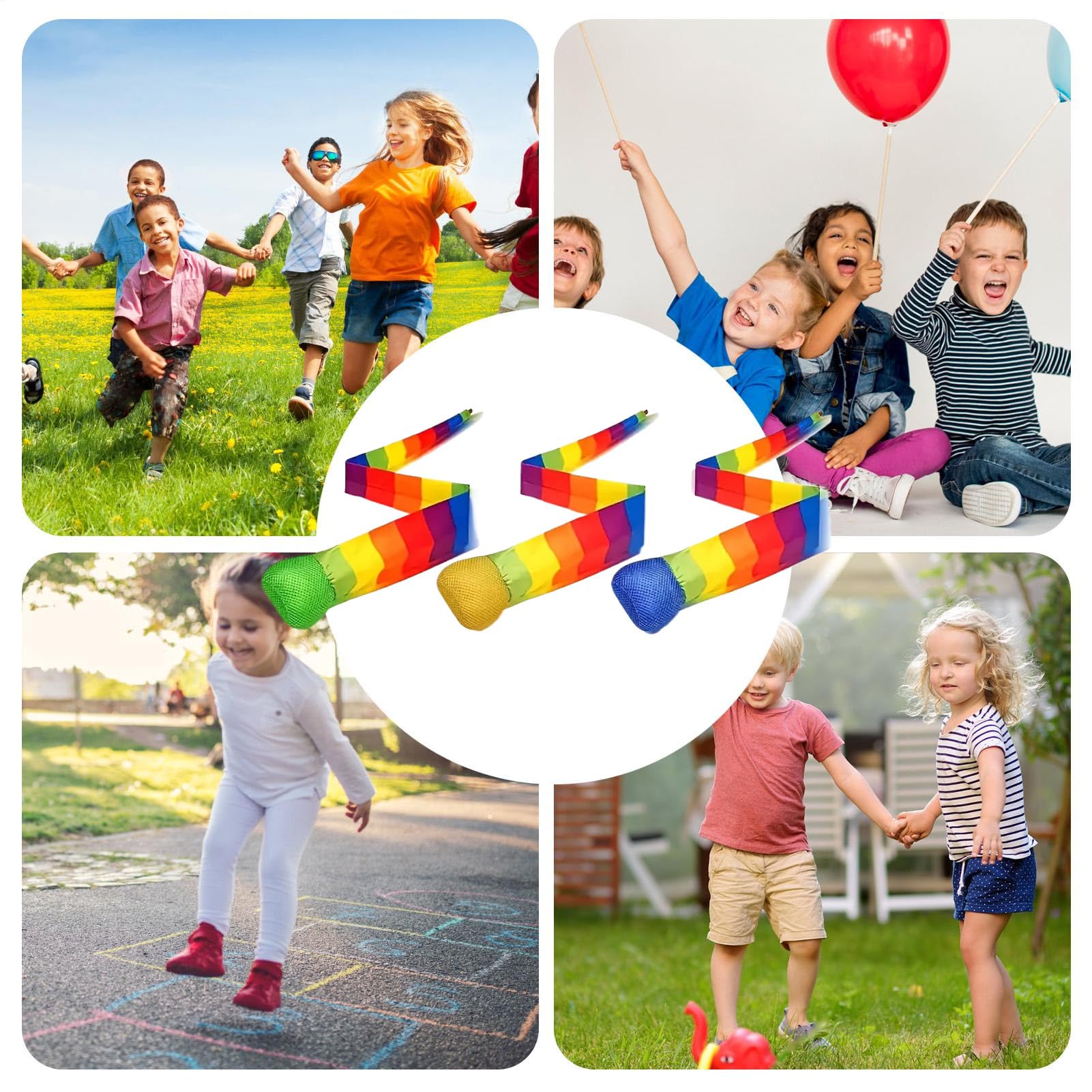 Générique Ballon De Lancer Et Rattrapage,Balles d'Entraînement avec Queue Arc-en-| Jeu de Lancer et Attraper pour et Adultes en Intérieur et Extérieur pour Parc, École, Plage et Jardin