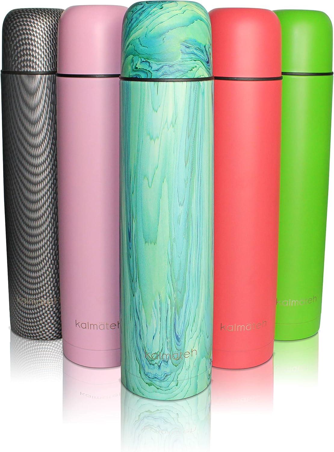KALMATEH Modern & Elegant Double Walled Vacuum Insulated Stainless Steel Thermo Bottle 1000ml, Precise Pouring & Heat Retention For Yerba Mate, Coffee, Tea, and Camping (Mind-Blowing Aqua, 1000 ml)