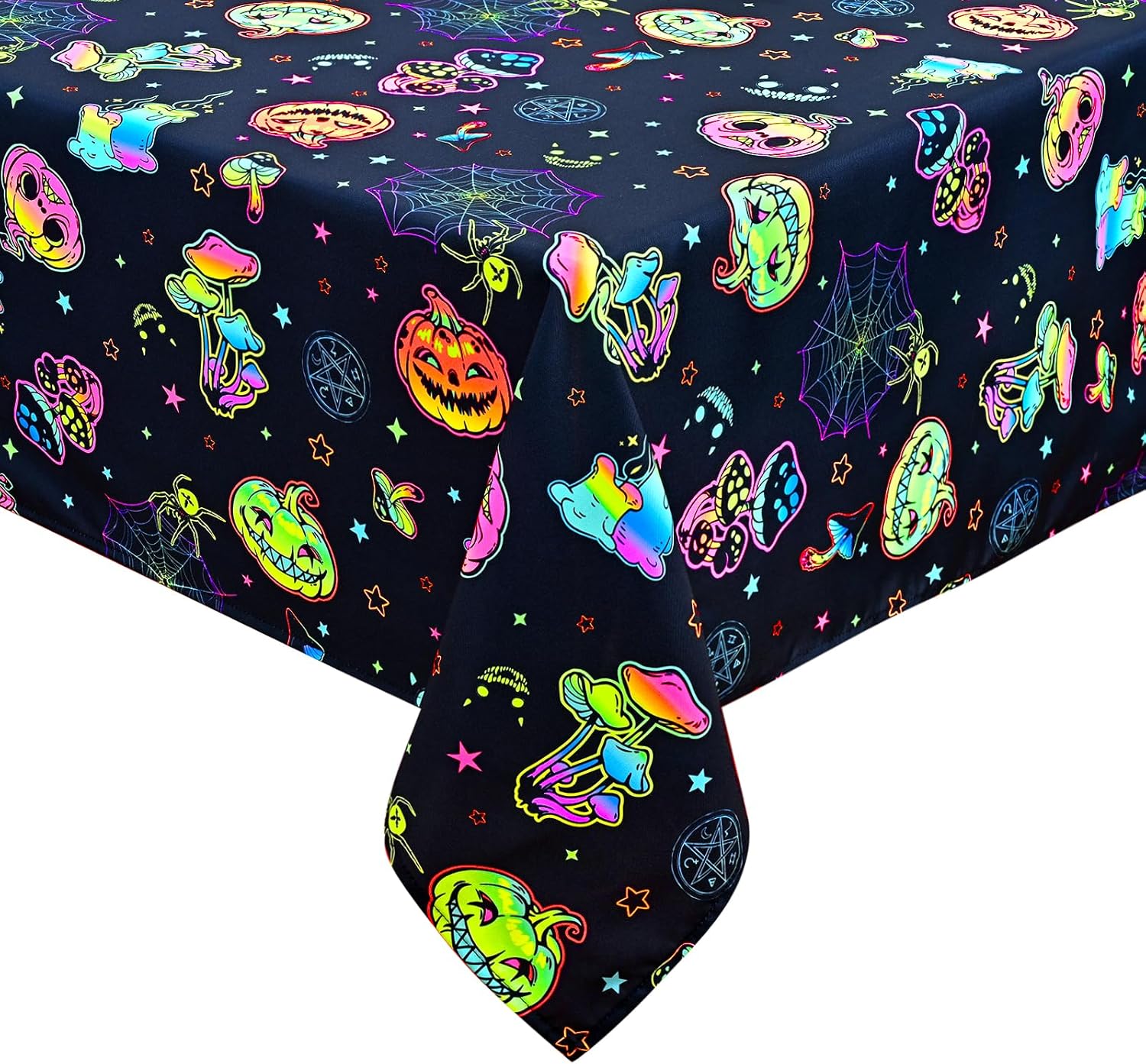 Halloween Tablecloth, Blacklight Spooky Pumpkin Table Cloth