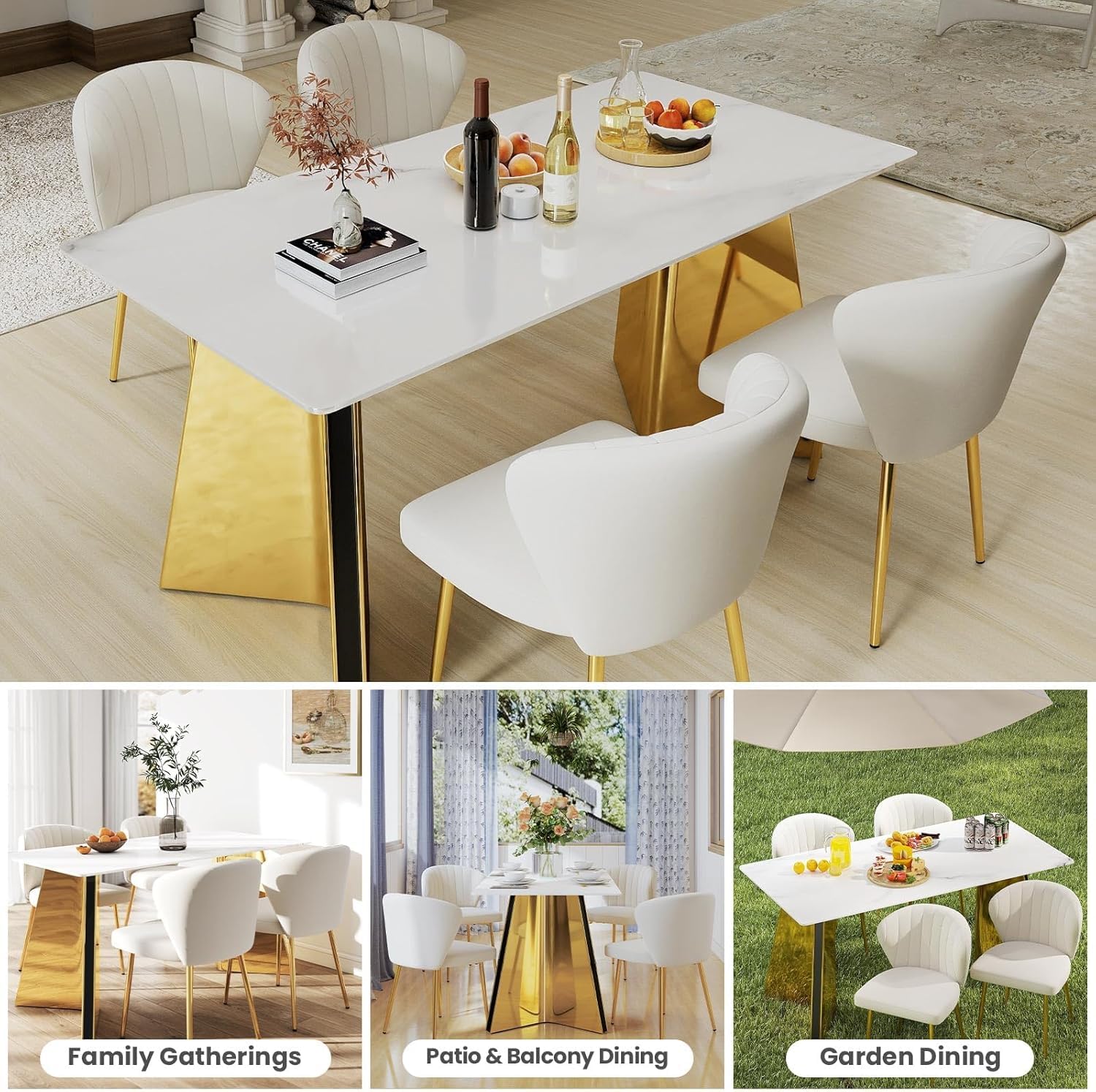 Set di 2 sedie per sala da pranzo, sedia imbottita moderna, in velluto, sedia da cucina con schienale, sedia ergonomica con gambe dorate, sedia da pranzo per soggiorno, cucina, camera da