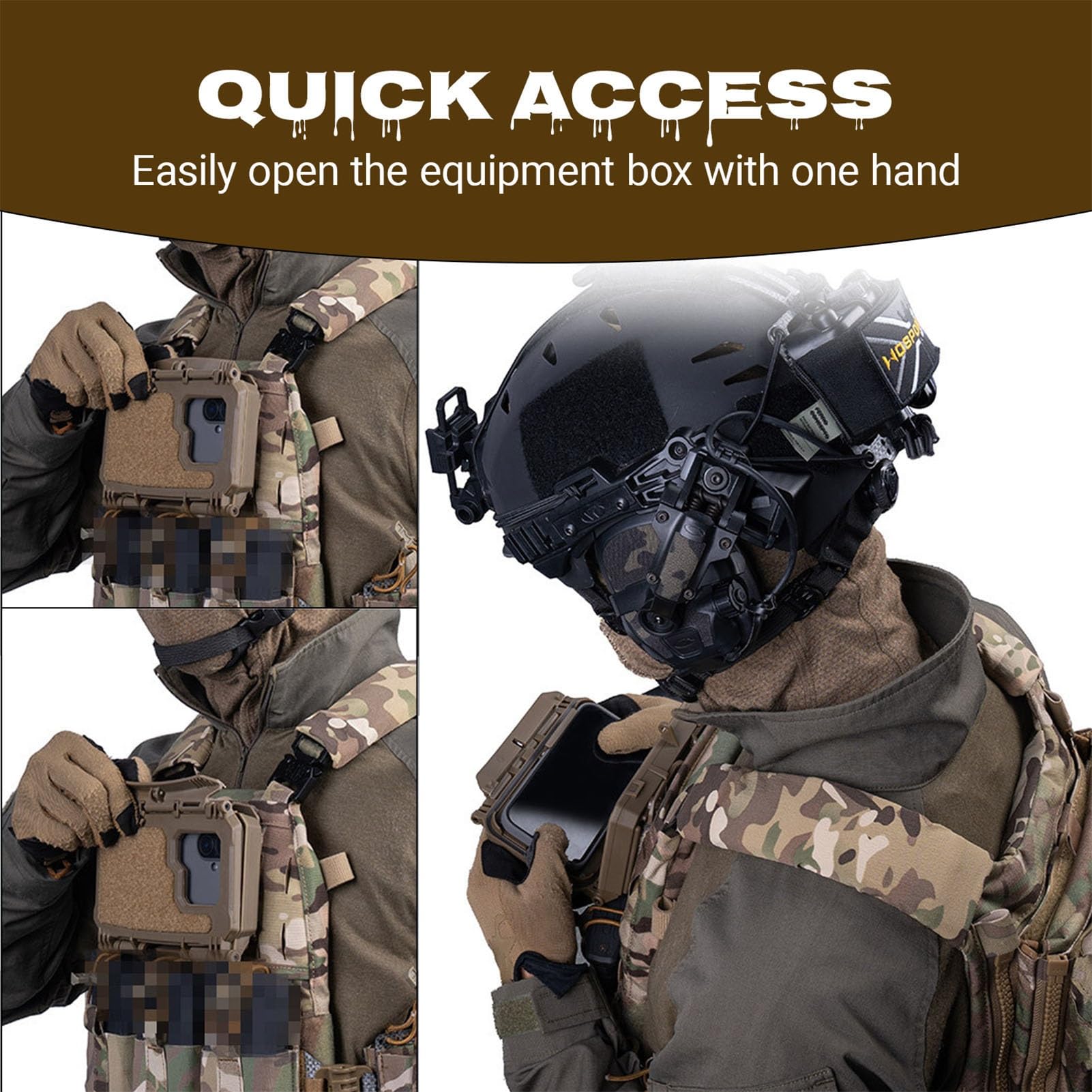 Boîte Admin Téléphone Molle pour Chest Rig, Étui Rigide avec Fenêtre & Couvercle Amovible, Angle Réglable, Compatible Smartphones, pour Airsoft/Outdoor