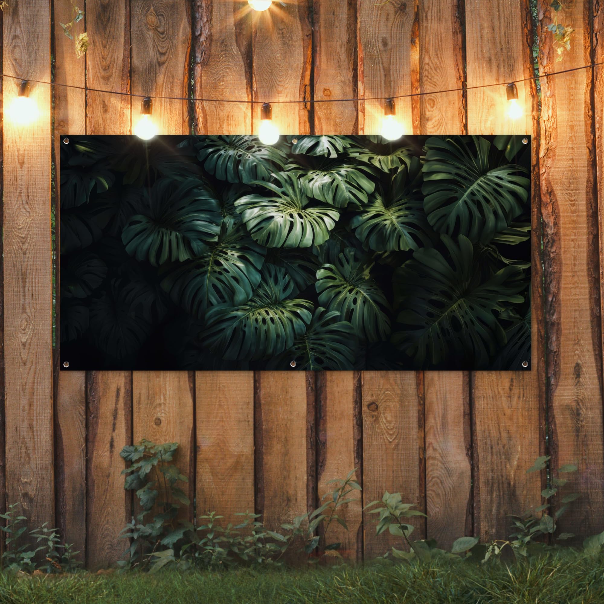 MuchoWow© Poster De Jardin Decoracion Balcón Wall Decoration Adornos Pared | 160x80 cm - Terraza Exterior Decoración Patio Posters Decorativos Planta - Monstera - Ligera