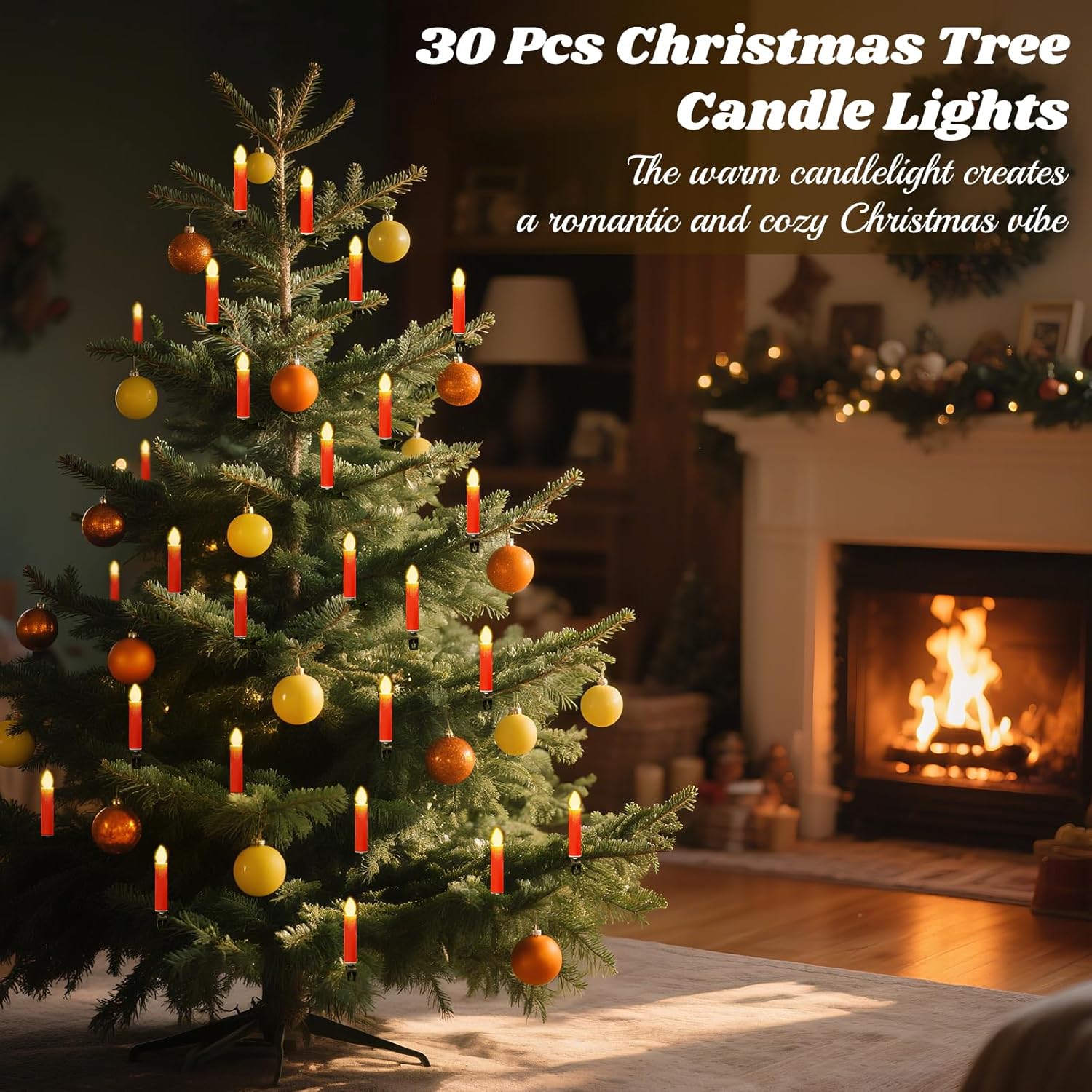 Lewondr Christmas Tree Candle Lights 30 LED, Flickering Clip on Flameless Candles with Remote Timer & 4 Modes, Xmas Tree Candle Lights Holiday Ornaments for Trees Windows Party Wedding, Red