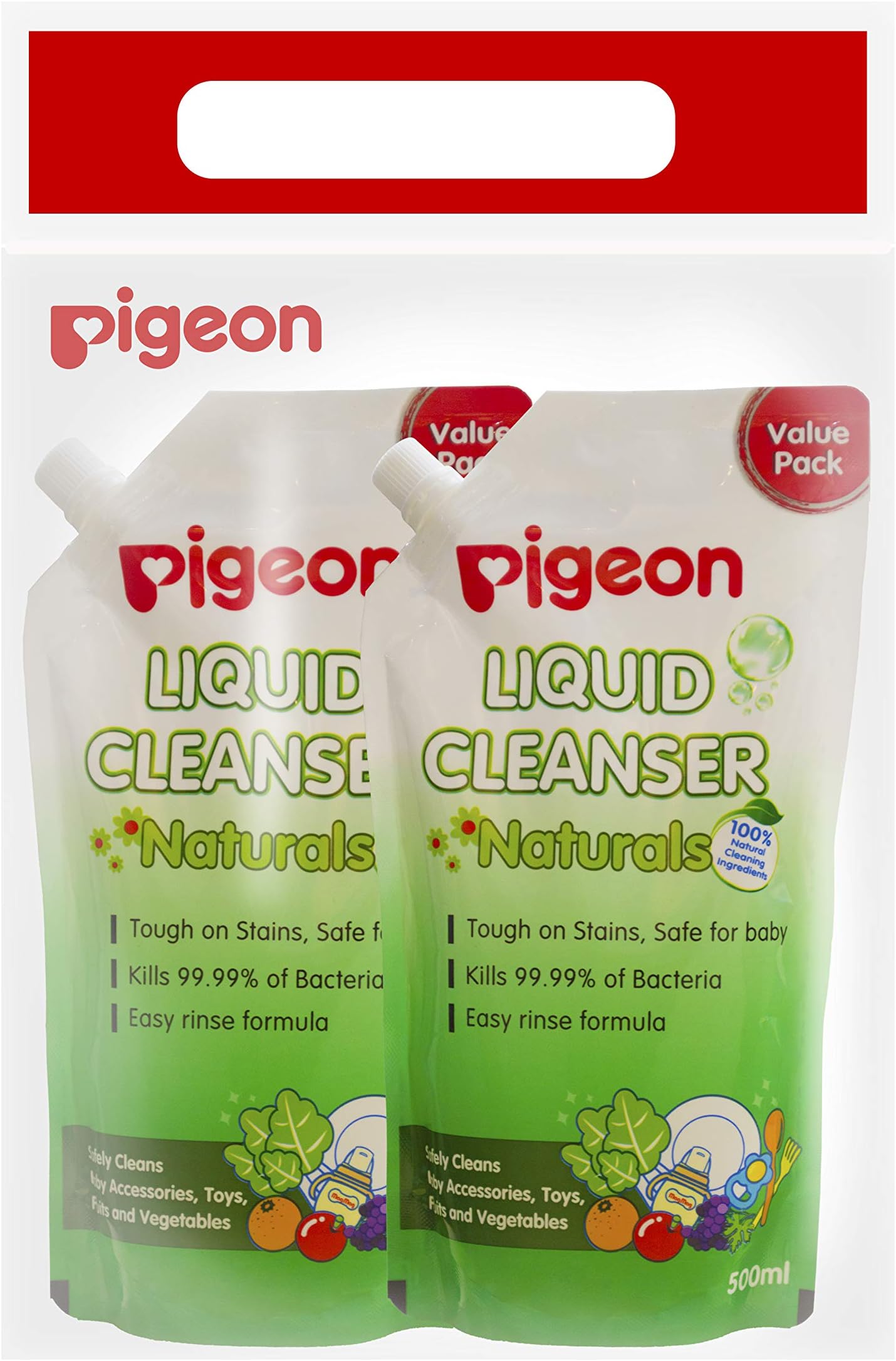 Pigeon Liquid Cleanser Naturals Refill 1000 ml | pH Friendly | No Added Color & Alcohol | Natural Cleanser for Baby Feeding Bottles, Food Bowls, Accessories, Fruits & Vegetables