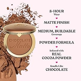 Too Faced Chocolate Soleil Matte Bronzer | Long Lasting + Cruelty Free with a Matte Finish, 0.28 Ounce, Dark Chocolate