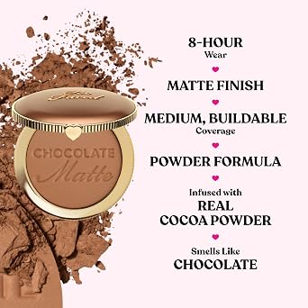 Too Faced Chocolate Soleil Matte Blurring Bronzer | Matte Bronzer Powder that Mimics Natural Skin for Blurred Sun-Kissed Effect