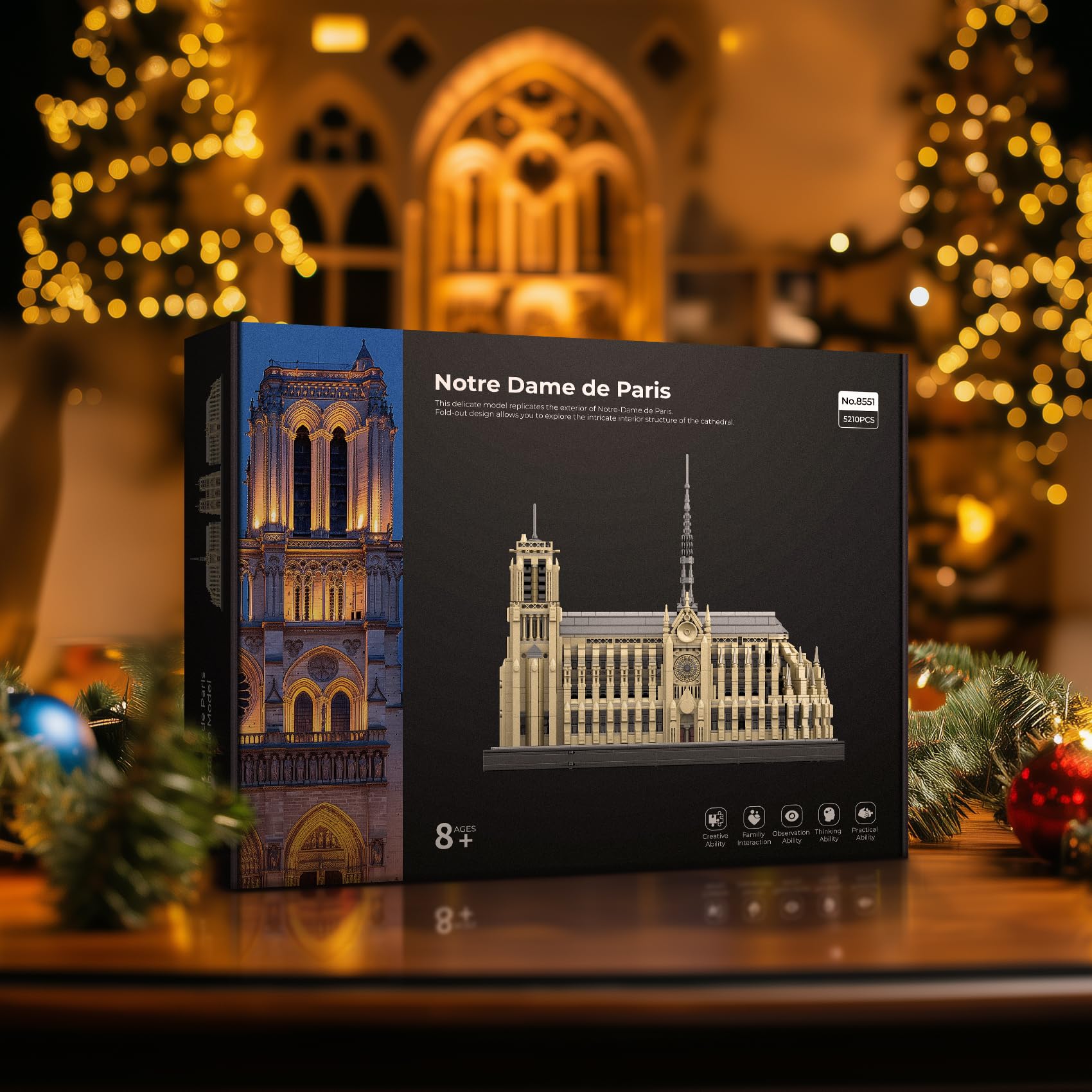 LULUFUN Bauklotz-Set, Bewegliche Notre Dame de Paris Kirche Modell Bausätze, 3D Puzzle für Erwachsene, Architektur Bauspielzeug, 5210 Teile