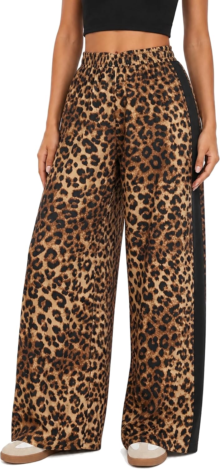 Women's Animal Print Wide Leg Sweatpants High Waisted Baggy Lounge Pants