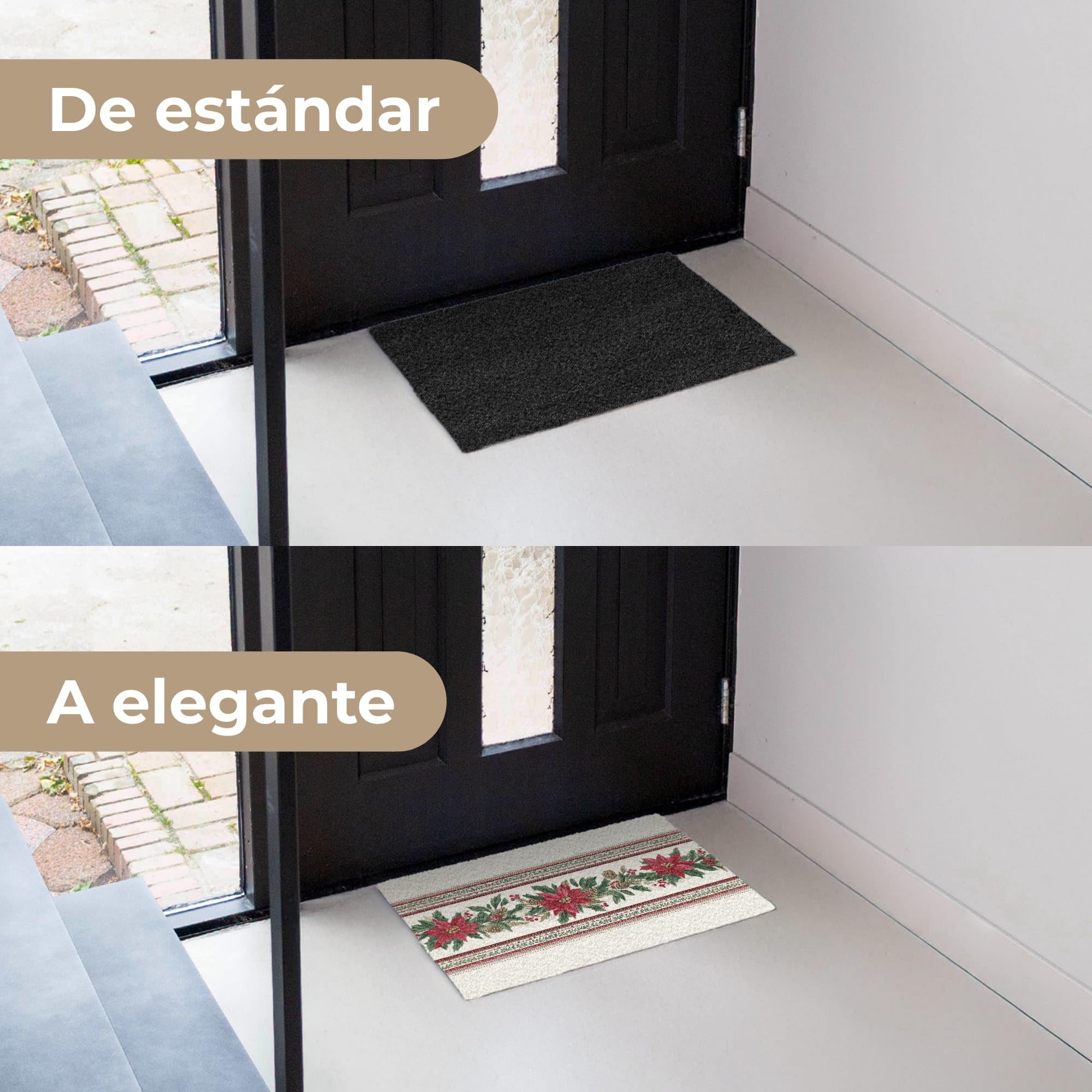 MuchoWow© Felpudo 40x60 cm Graciosos Divertidos Divertido Entrada Casa Tapete Goma Original Amazon Alfombra de Alfombrillas Interior Exterior Tira Navidad - Flor Pascua - Rojo - Verde