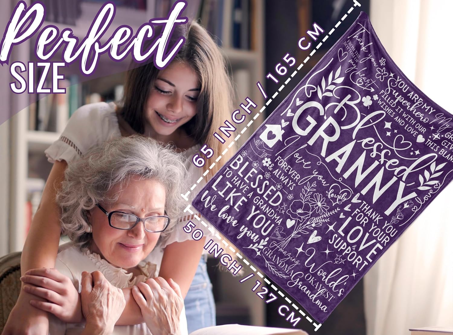 Granny Gifts for Grandma on Mothers Day, Soft Flannel Blanket, 65 x 50 inches - Image 3